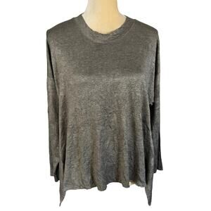 Blanque Boxy Top Blouse Gold Taupe Crinkle Size 0 Large XL